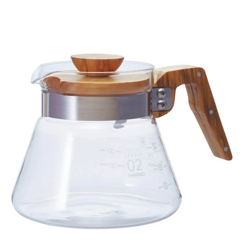Coffee Server Glaskanne mit Olivenholz Hario Coffee Server Glaskanne Mit Olivenholz -Eureka Kaffee Geschaft 101511 101511 hario coffee server 600 ml olive wood new