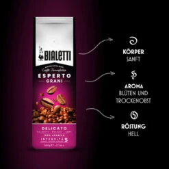 Bialetti Esperto Grani Delicato -Eureka Kaffee Geschaft 104162 104162 bialetti esperto grani delicato 500g bohnen 2